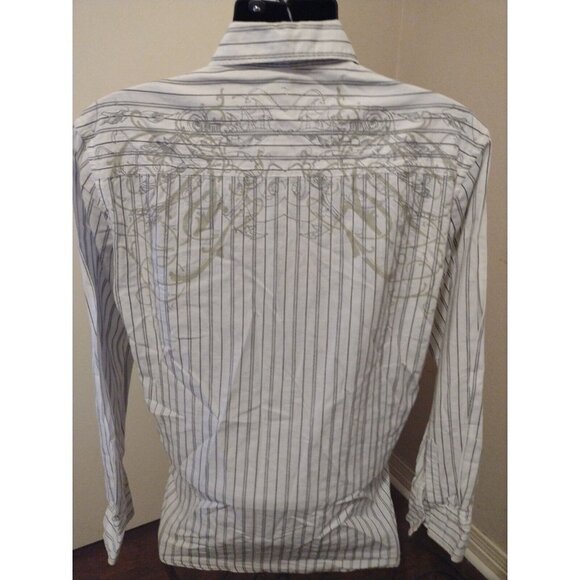 ROAR Buckle Enough Excuses Embroidered White Long Sleeve Button Shirt Men's XL - Picture 4 of 12